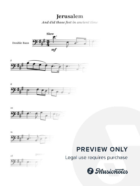 Jerusalem (And did those feet in ancient time) - Hubert Parry | Double Bass