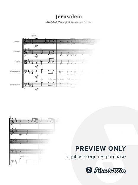 Jerusalem (And did those feet in ancient time) - Hubert Parry | String Quintet with Chords