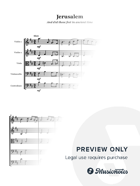 Jerusalem (And did those feet in ancient time) - Hubert Parry | String Quintet
