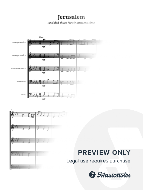 Jerusalem (And did those feet in ancient time) - Hubert Parry | Brass Quintet
