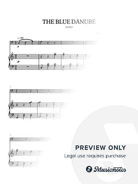 The Blue Danube Waltz (Strauss II) • tuba sheet music with piano accompaniment