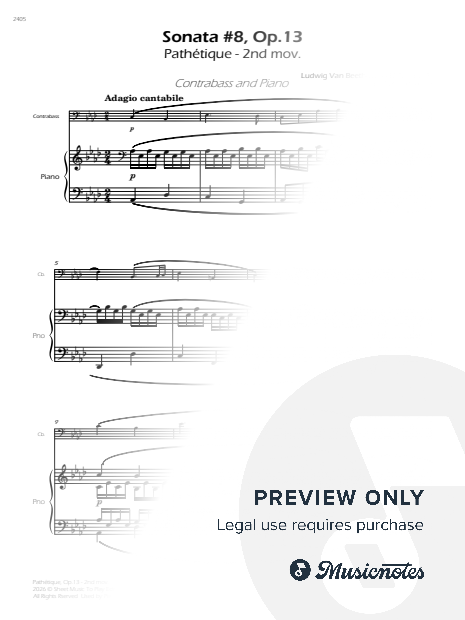 Beethoven - Pathétique Sonata - 2 mov. - Contrabass and Piano