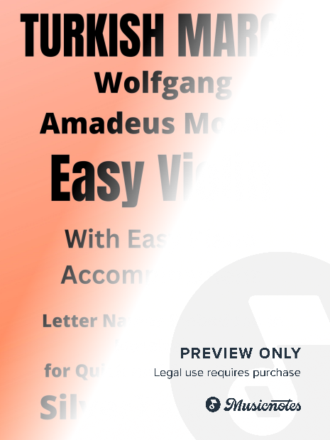 Turkish March Easy Violin Sheet Music with Easy Piano Accompaniment