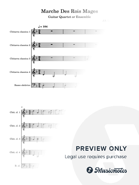 La Marche des Rois Mages - Guitar Quartet or Ensemble
