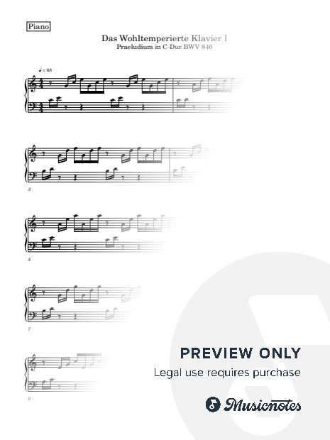 Prelude No. 1 in C Major, BWV 846 - J. S. Bach (Piano Solo)