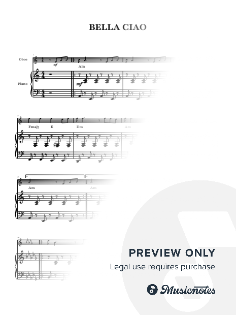Bella Ciao | Oboe with Piano and Chords