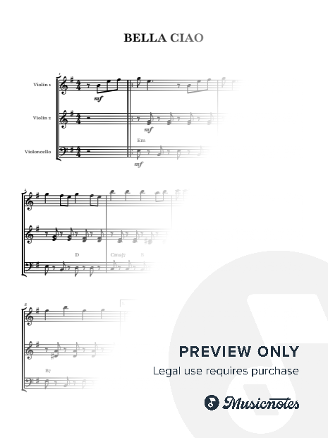 Bella Ciao | String Trio (2 Violins, Cello) with Chords