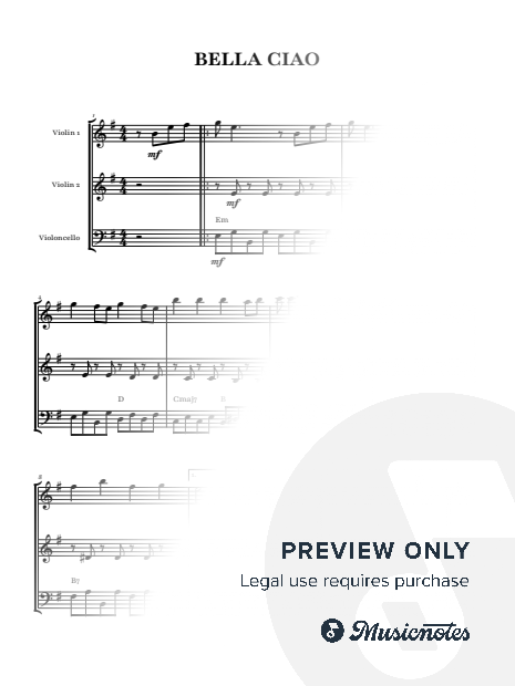 Bella Ciao | String Trio (2 Violins, Cello) with Chords