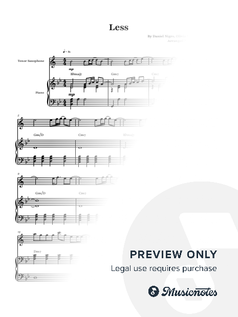 less by Olivia Rodrigo | Tenor Sax and Piano and Chords Sheet Music — Tenor Saxophone (with Piano Accompaniment)