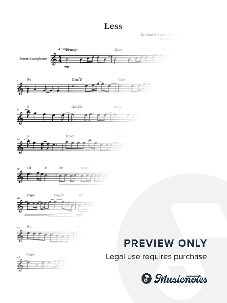 less by Olivia Rodrigo | Tenor Sax Solo with Chords Sheet Music — Tenor Saxophone