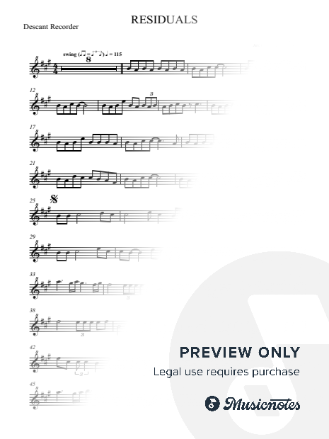 Residuals - Chris Brown - RECORDER (full, version, original key)