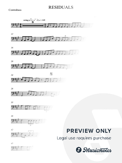 Residuals - Chris Brown - DOUBLE BASS (full, version, original key)