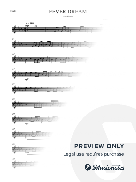 Fever Dream - Alex Warren - FLUTE (full version, original key}