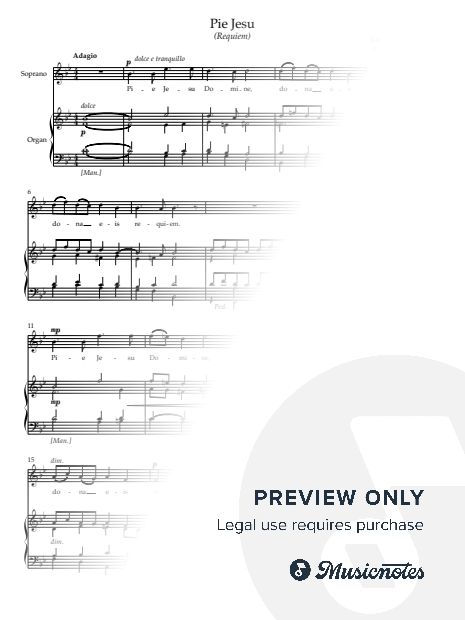 Pie Jesu (Fauré Requiem arr Mark Keane) Soprano Solo in B flat
