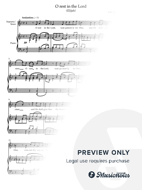 O rest in the Lord (Mendelssohn arr Mark Keane) High Voice (Soprano or Tenor) in F
