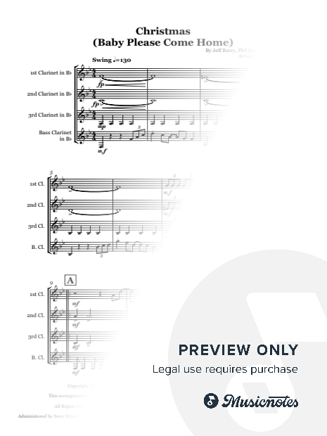 Christmas (Baby Please Come Home) by Darlene Love - Clarinet quartet
