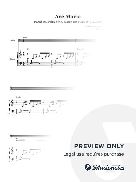 Ave Maria - Bach / Gounod | Tuba and Piano with Chords