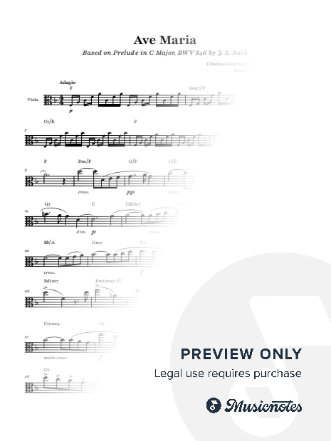 Ave Maria - Bach / Gounod | Viola with Chords
