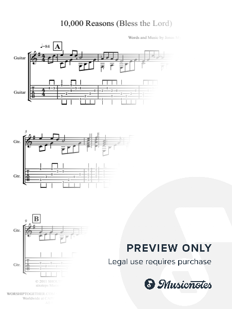 10,000 Reasons (Bless the Lord) - Classical Guitar with TAB