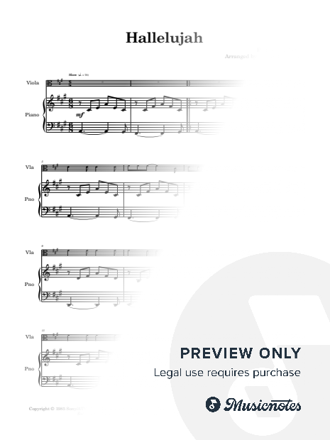 Hallelujah - Leonard Cohen | Easy Viola and Piano