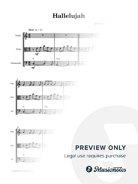 Hallelujah - Leonard Cohen | Easy String Trio with Chords