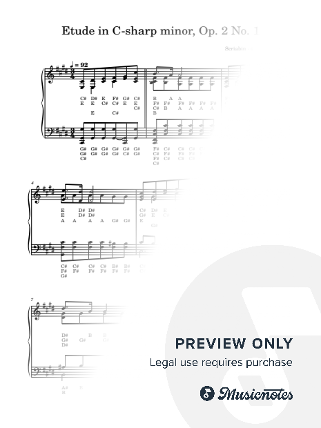 Etude in C-sharp minor, Op. 2 No. 1 | Scriabin | Letter Notes Piano | Note Names Under Every Note