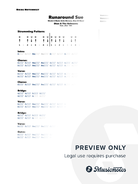 Runaround Sue by Dion & The Belmonts - Ukulele Arrangement