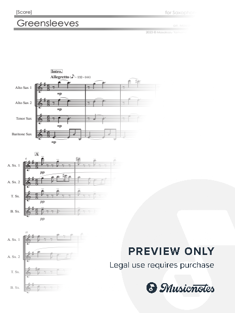 Greensleeves [Saxophone Quartet (AATB)]