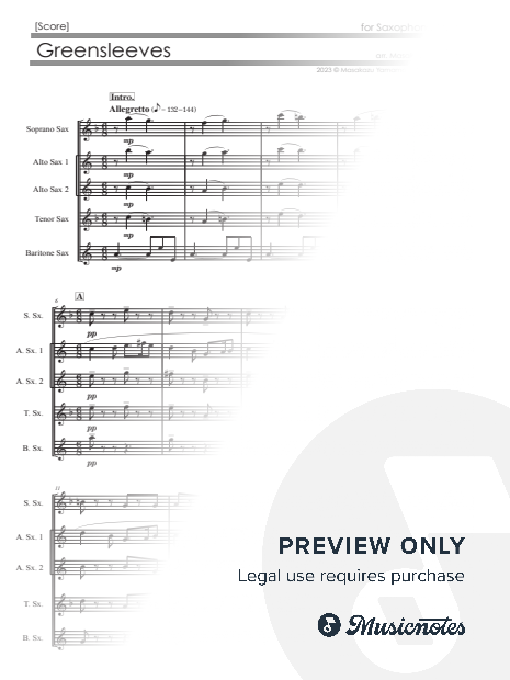 Greensleeves [Saxophone Quintet (SAATB)]