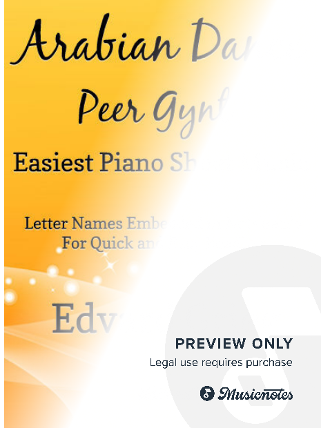 Arabian Dance the Peer Gynt Suite Easiest Piano Sheet Music