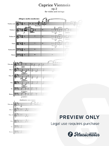 Fritz Kreisler – Caprice Viennois, Op. 2 – for Solo Violin and String Orchestra
