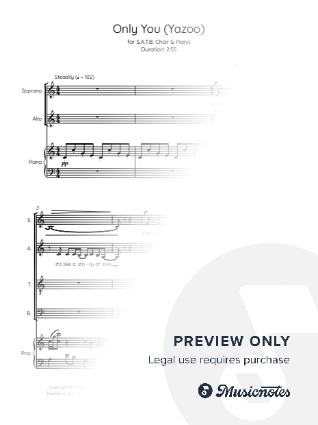 Only You – SATB (4-Part Choir) & Piano | Yaz/Yazoo