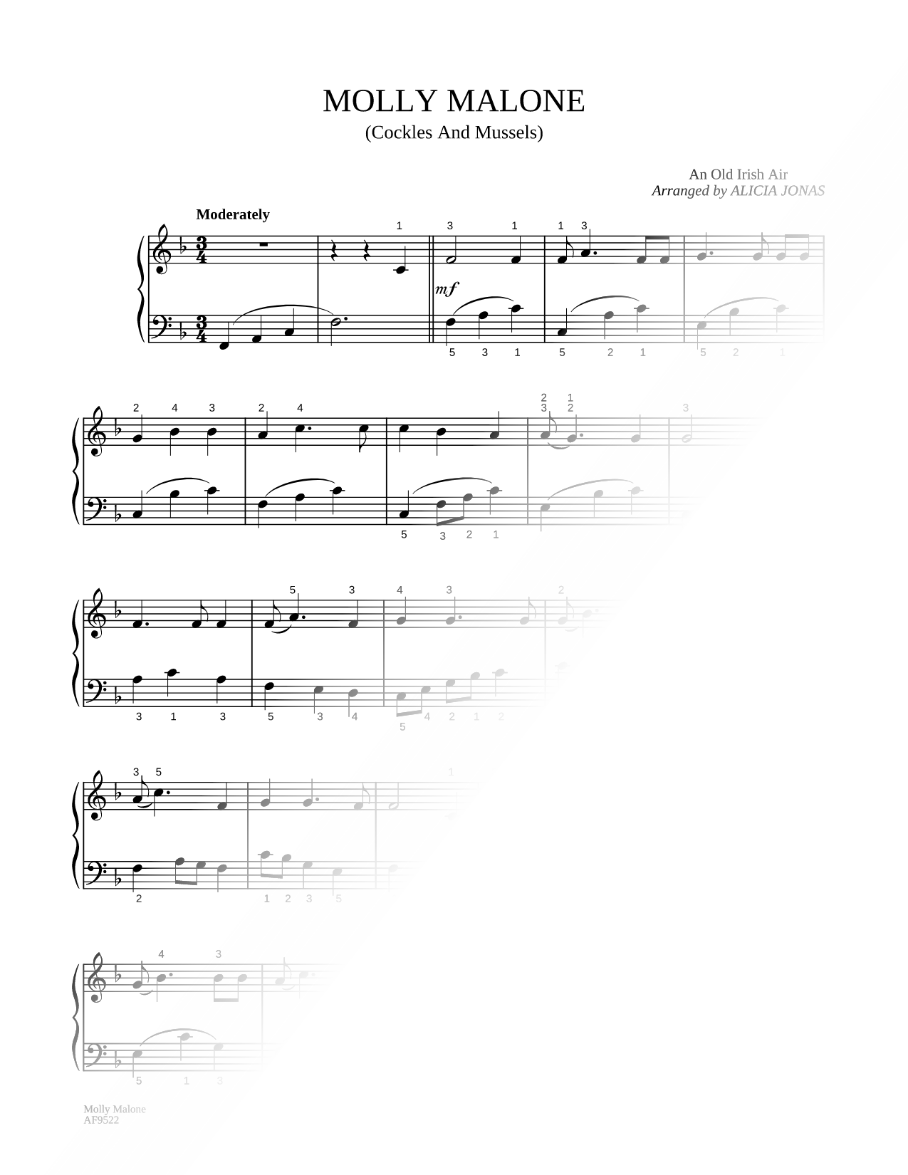 Molly Malone Sheet Music — Piano Solo