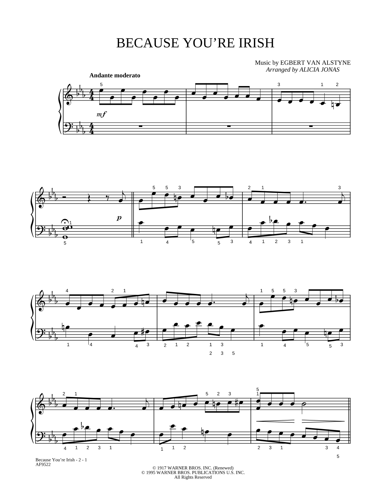 Because You're Irish Sheet Music — Piano Solo