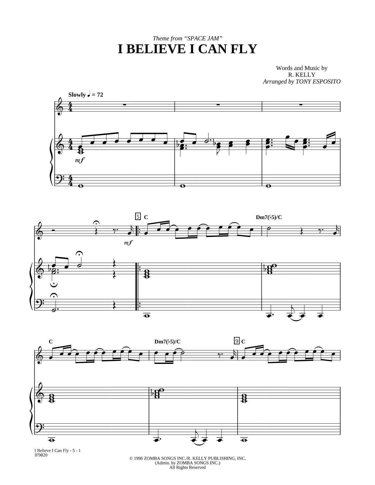 I Believe I Can Fly - Piano Accompaniment