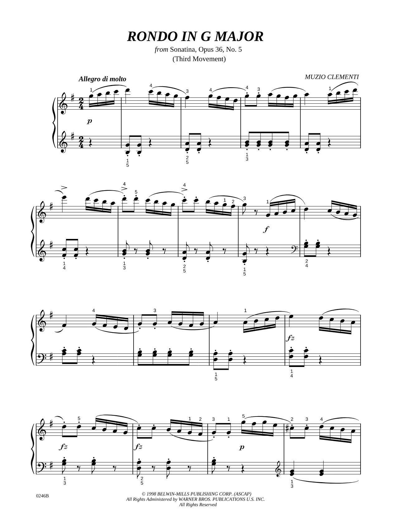 Rondo in G Major from Sonatina, Opus 36, No. 5