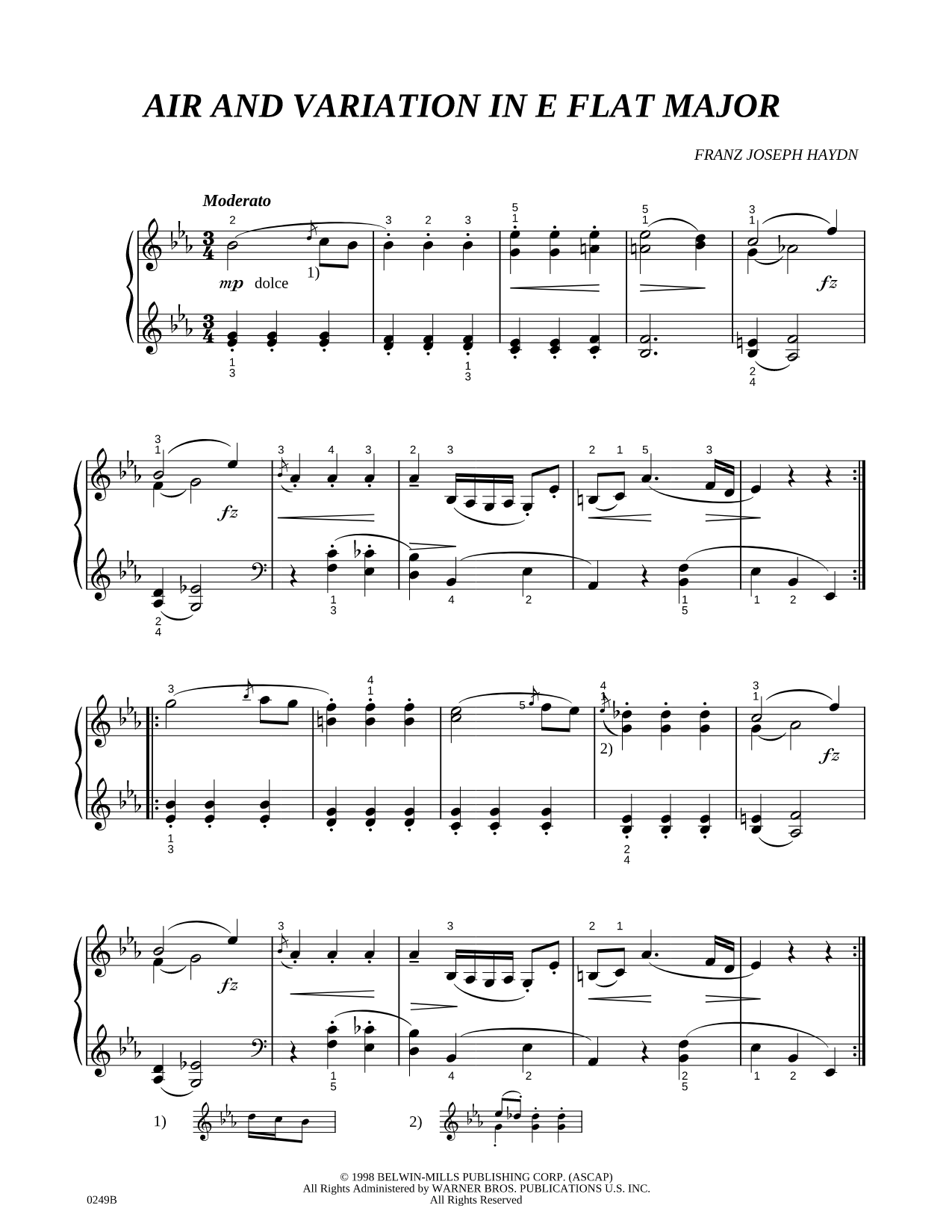 Air and Variation In E Flat Major
