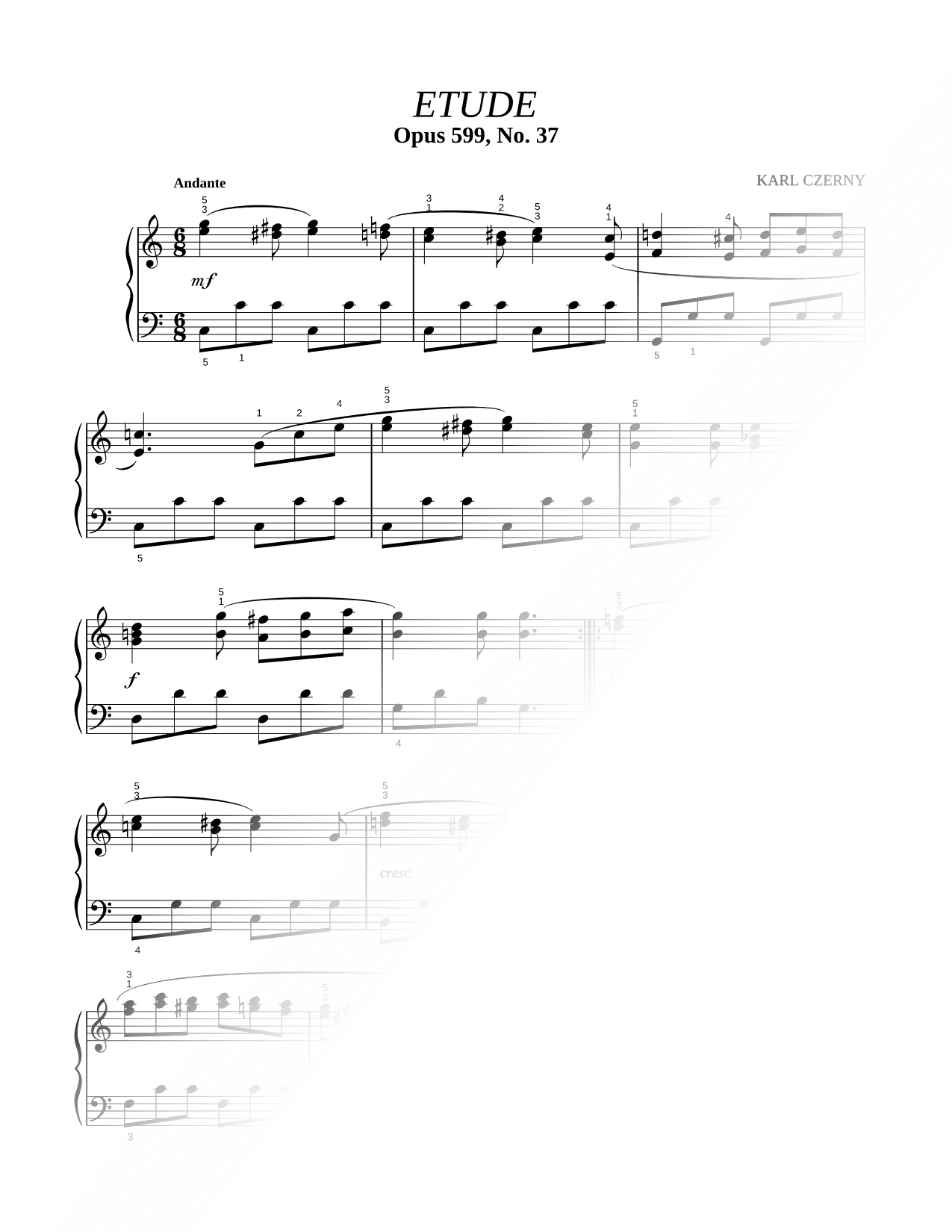 Practical Exercises for Beginners, Op. 599, Etude No. 37