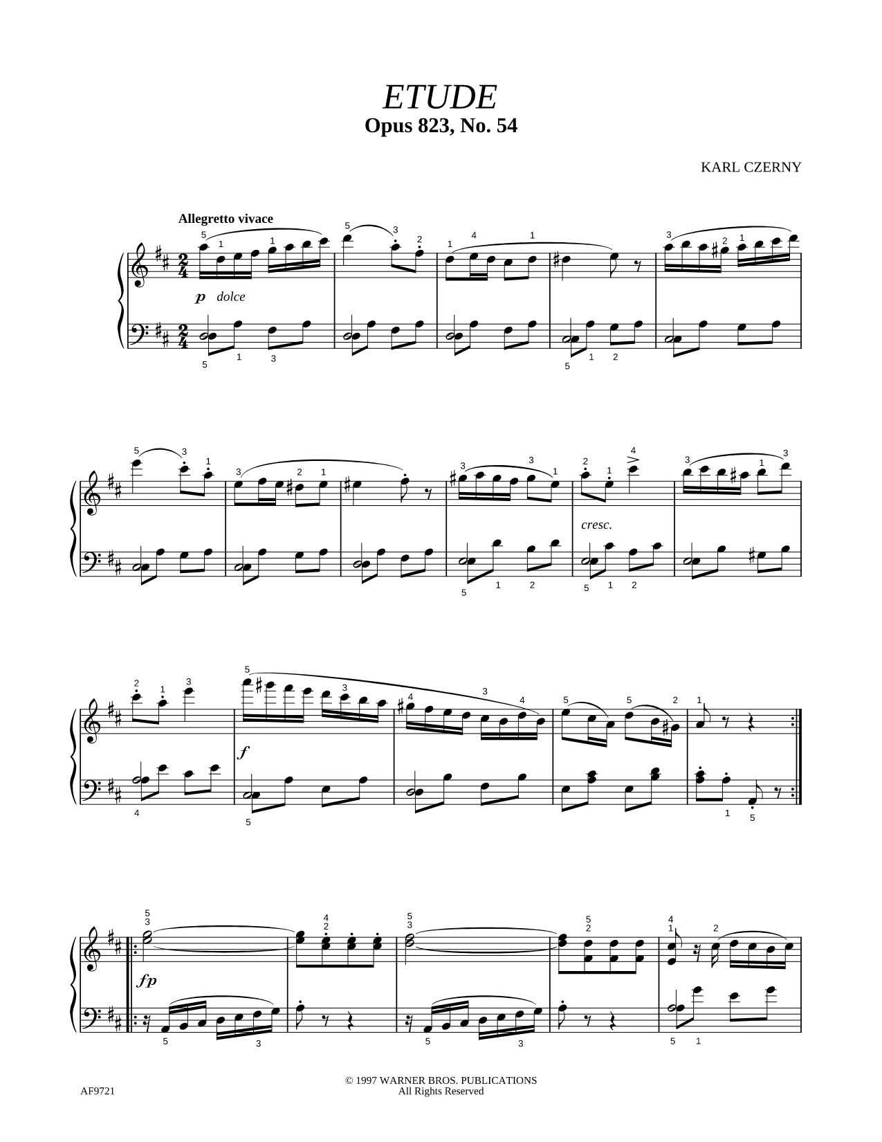 The Little Pianist, Op. 823, Etude No. 54