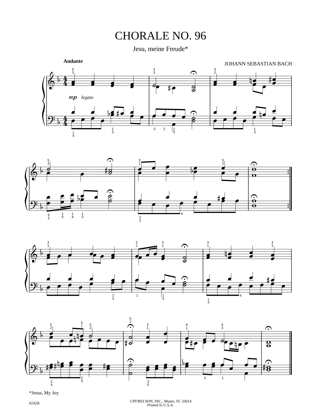 Chorale No. 96 (Jesu, Meine Freude) and Choral No. 195 (Wie Shön Leuchtet der Morgenstern)