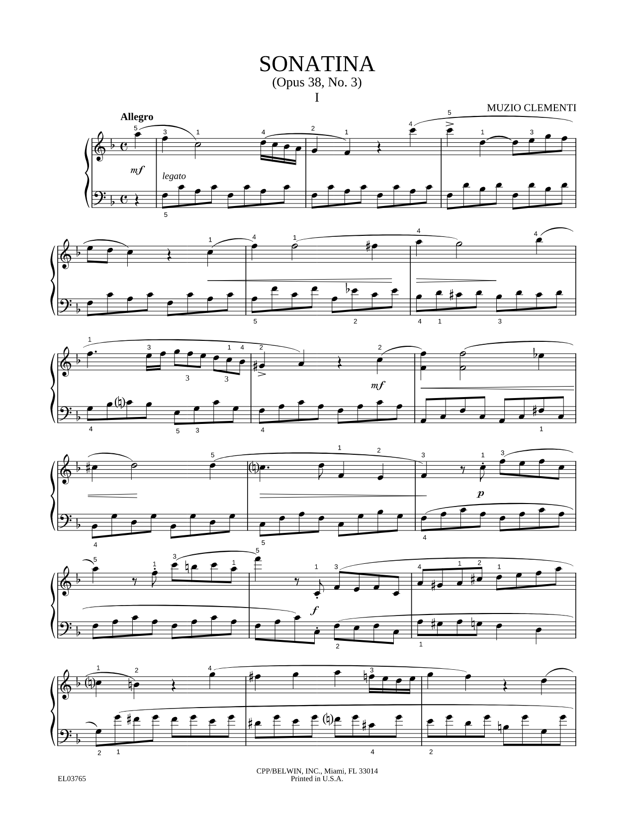 Allegro from Sonatina, Opus 38, No. 3
