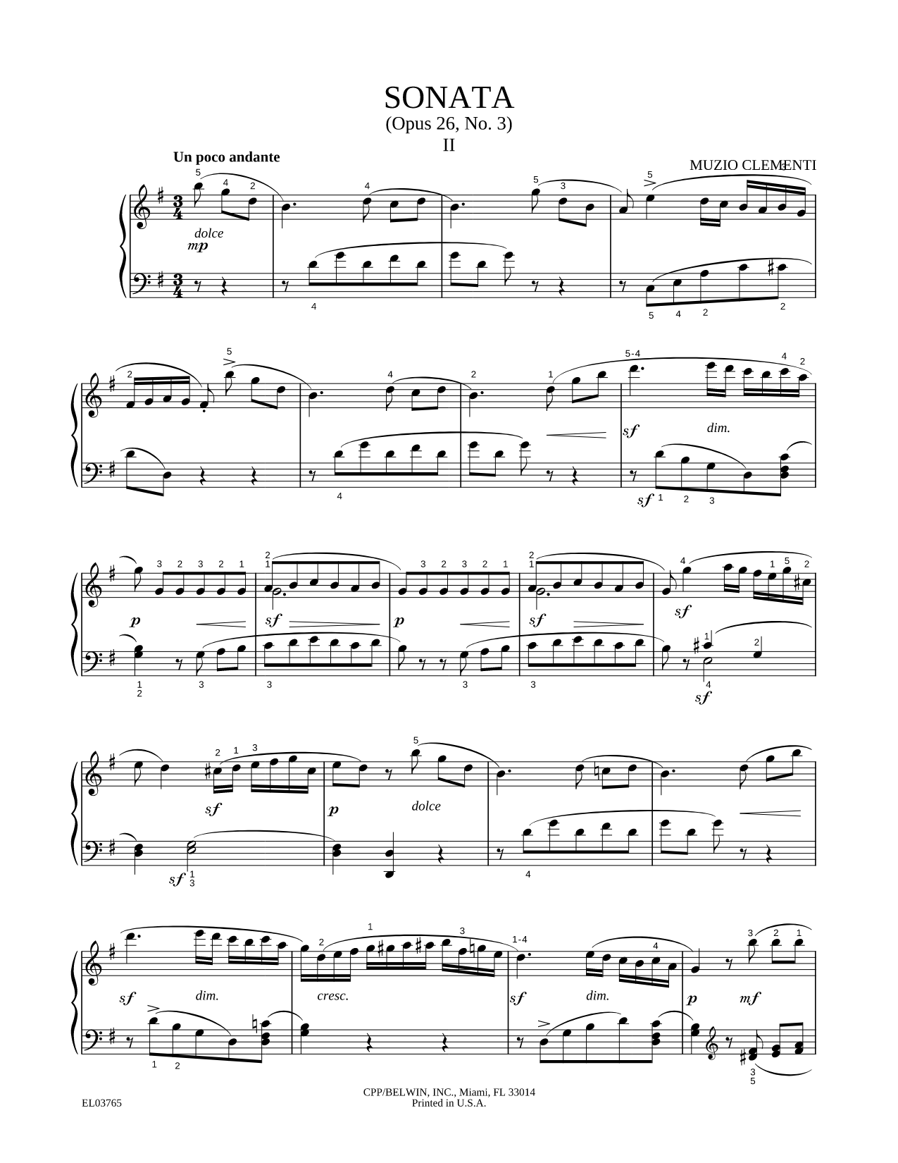 Andante from Sonata, Opus 26, No. 3
