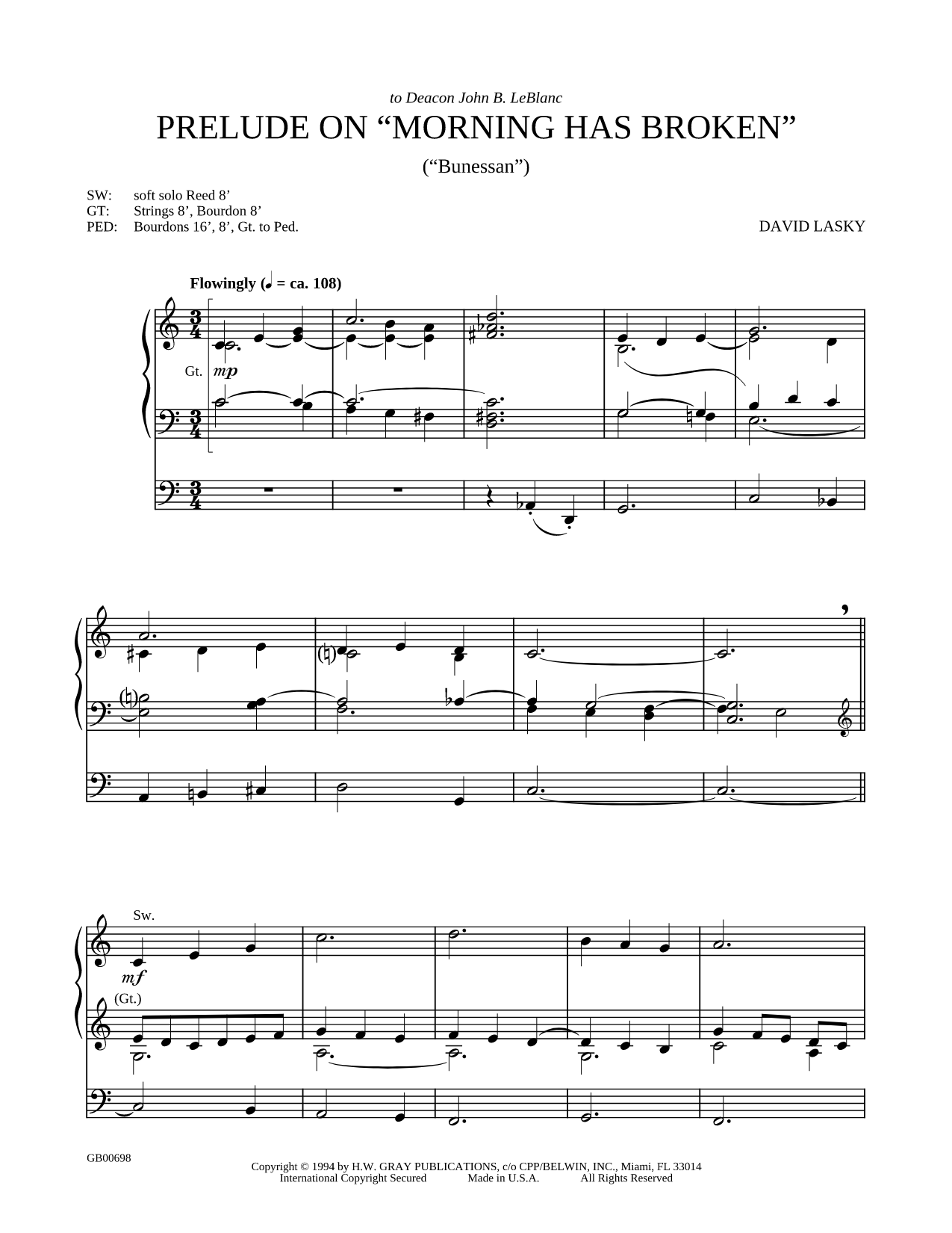 Prelude on "Morning Has Broken"