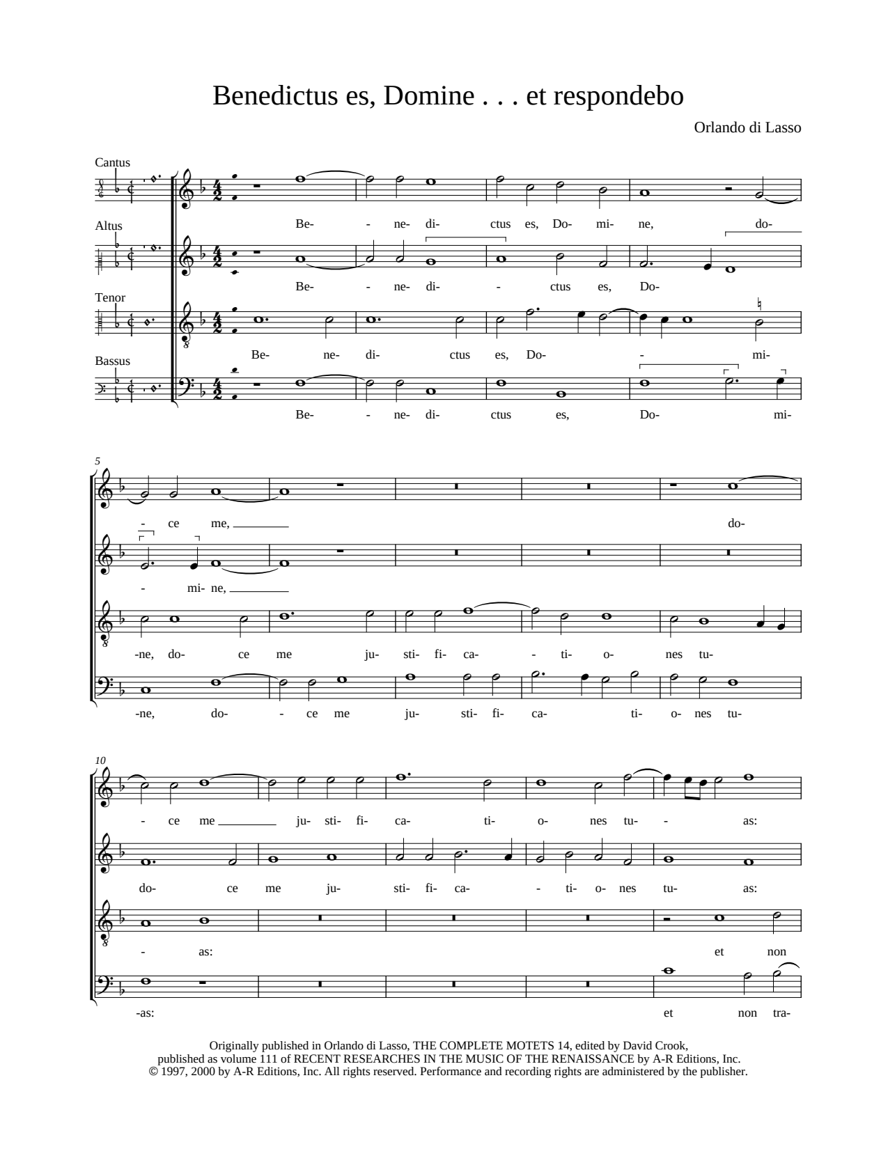 Benedictus es, Domine ... et respondebo