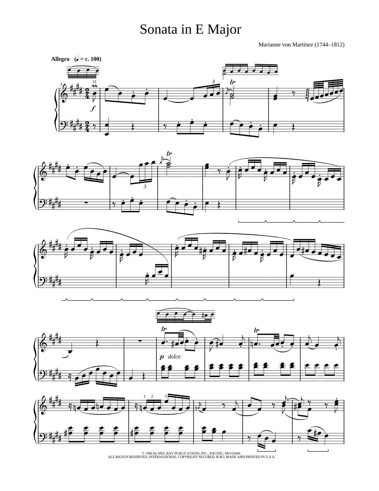 Sonata In E Major