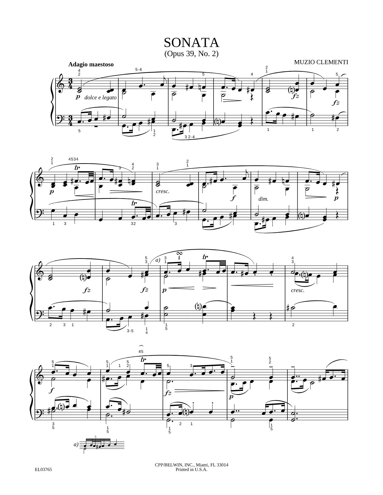 Adagio from Sonata, Opus 39, No. 2