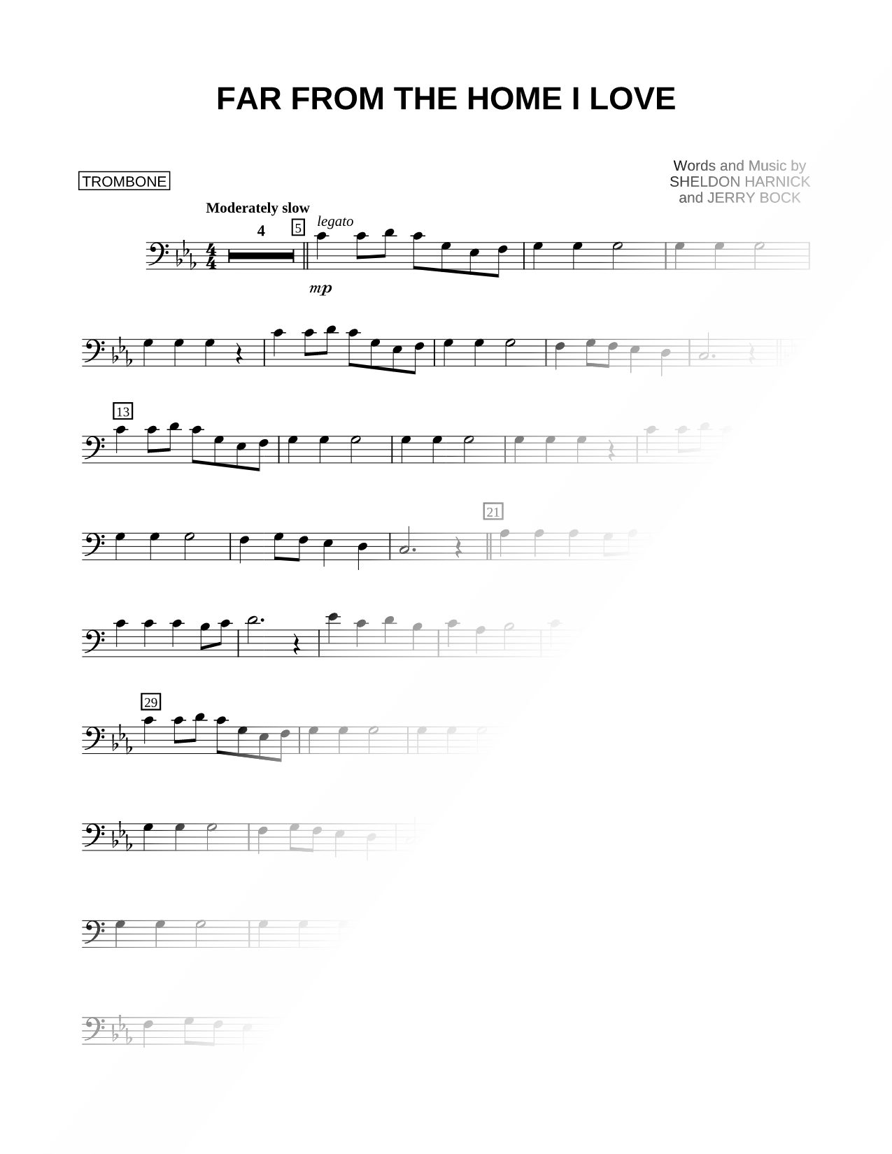 Far From the Home I Love - Trombone