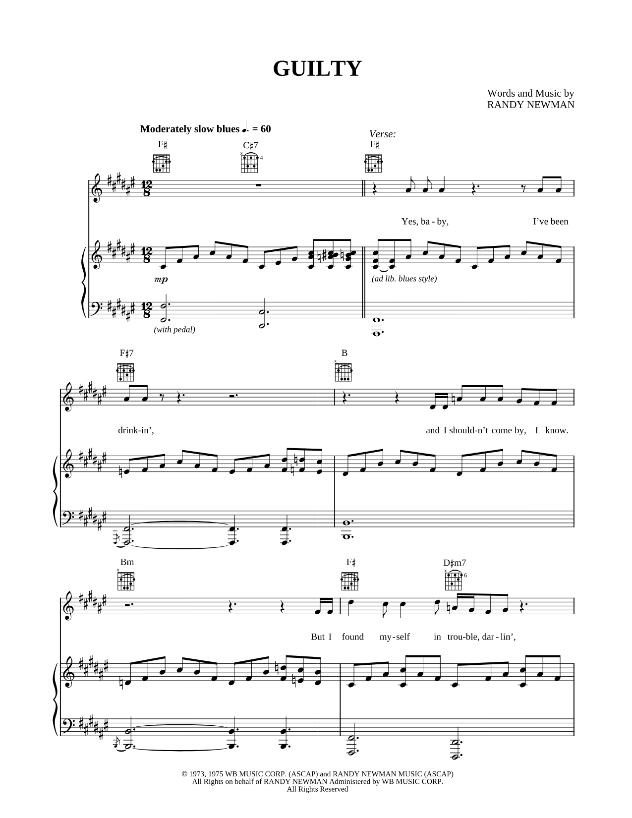 Guilty Sheet Music — Piano/Vocal/Guitar, Singer Pro