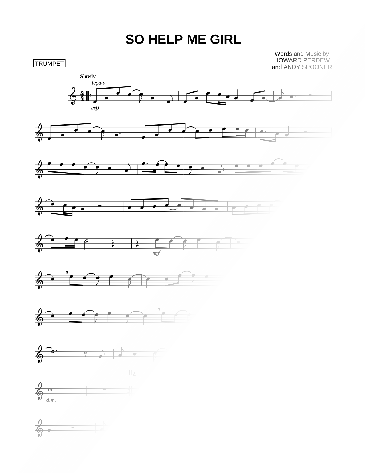 So Help Me Girl - Trumpet