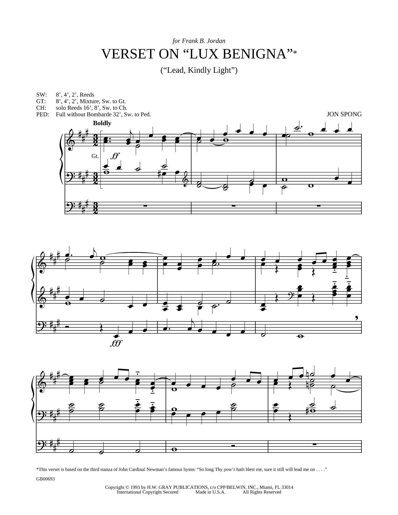 Verset on "Lux Benigna" ("Lead, Kindly Light")